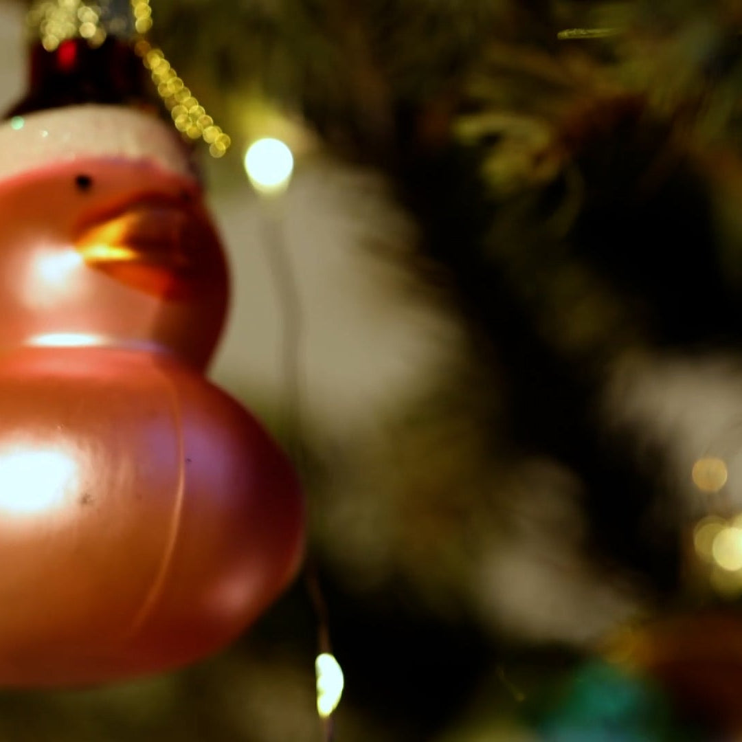 Christmas tree decorated with glass christmas ornaments from the Chive collection — by Chive Studio