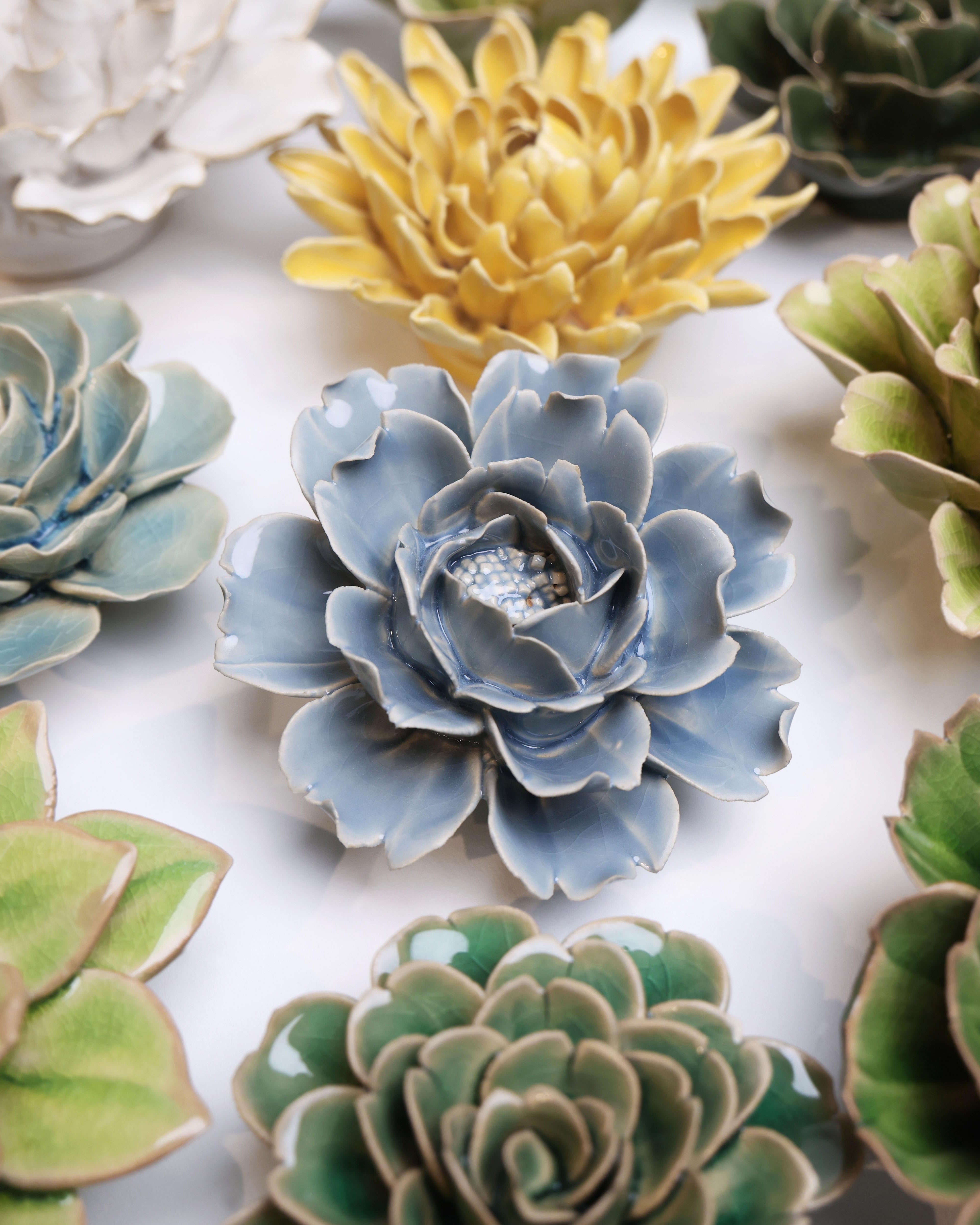 EG08 Pastel Blue Rose - Chive Ceramics Studio - Ceramic Flowers - Chive Ceramics Studio