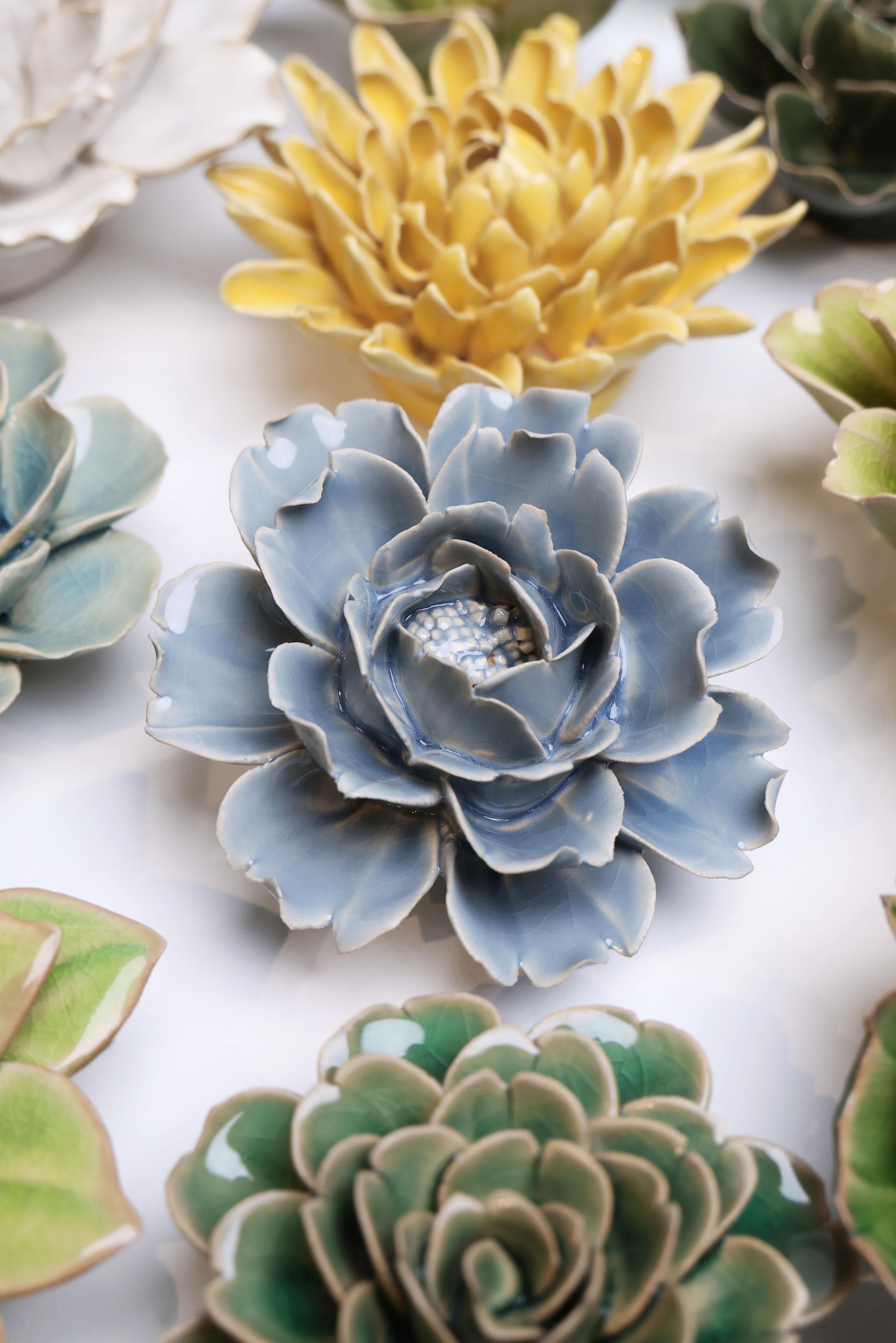 EG08 Pastel Blue Rose - Chive Ceramics Studio - Ceramic Flowers - Chive Ceramics Studio