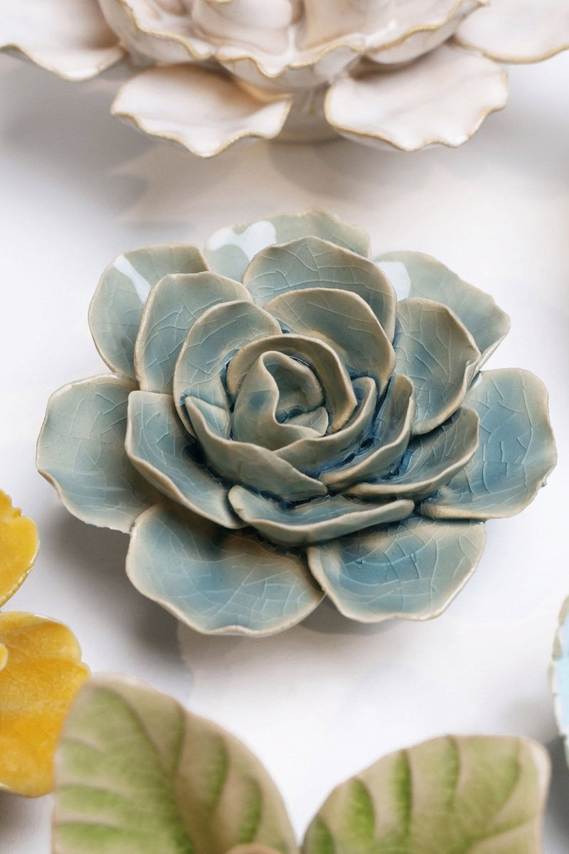 EG04 Powder Blue Amandine Ranunculus - Chive Ceramics Studio - Ceramic Flowers - Chive Ceramics Studio