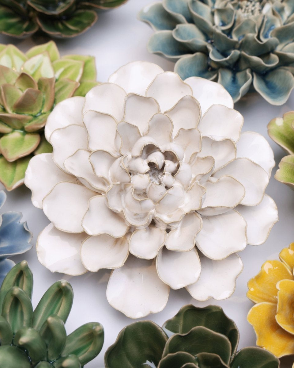 Ivory European Water Lily - Chive Ceramics Studio - Ceramic Flowers - Chive Ceramics Studio