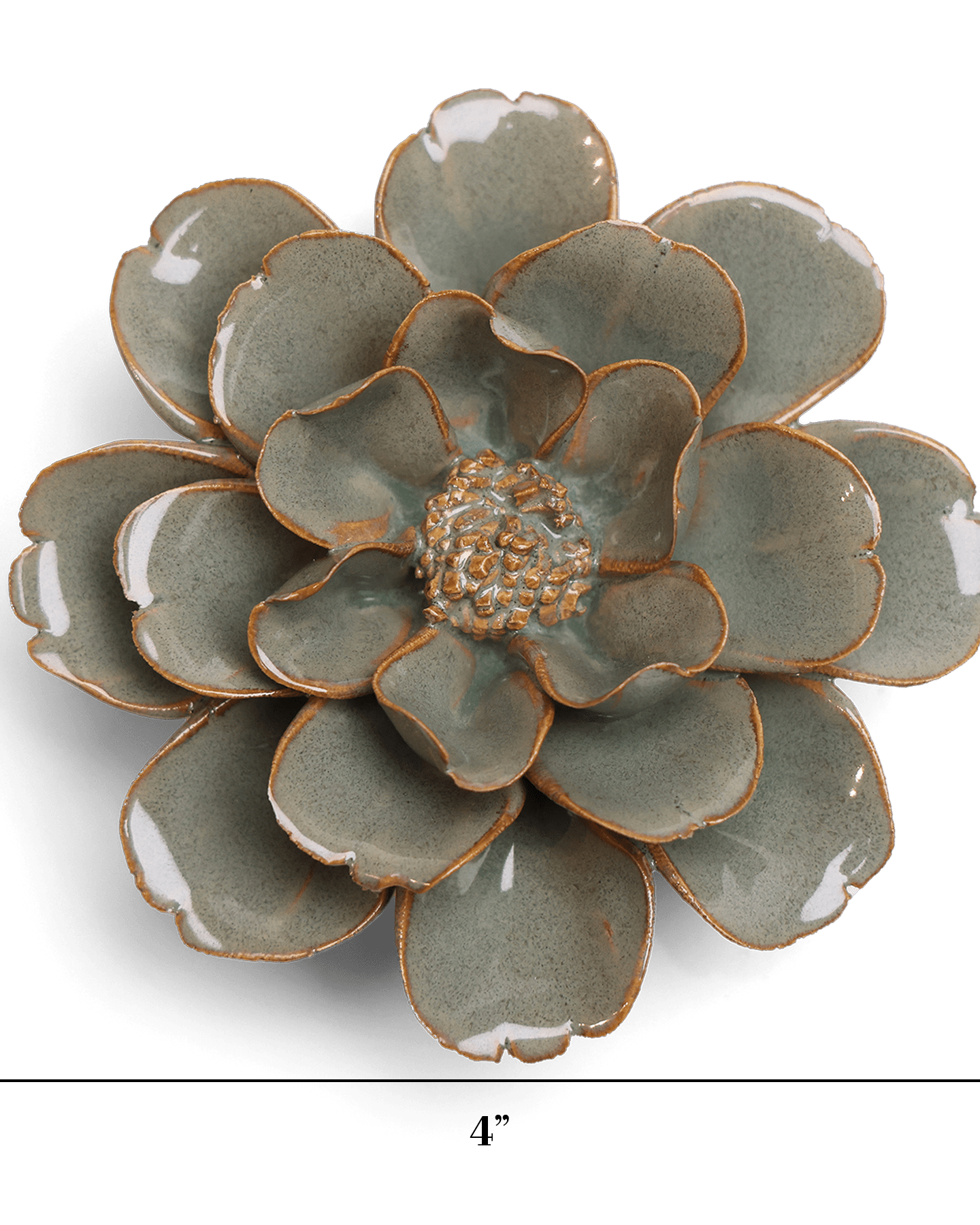 Japan Ceramic Flower Wall Art Green Grey Hibiscus - Chive Ceramics Studio - Ceramic Flowers - Chive US