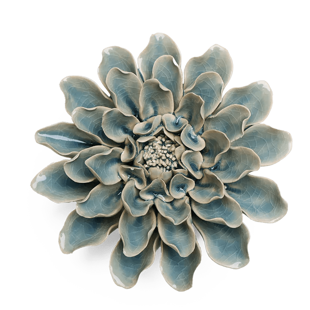 EG17 Powder Blue Aphrodite Dahlia - Chive Ceramics Studio - Ceramic Flowers - Chive Ceramics Studio