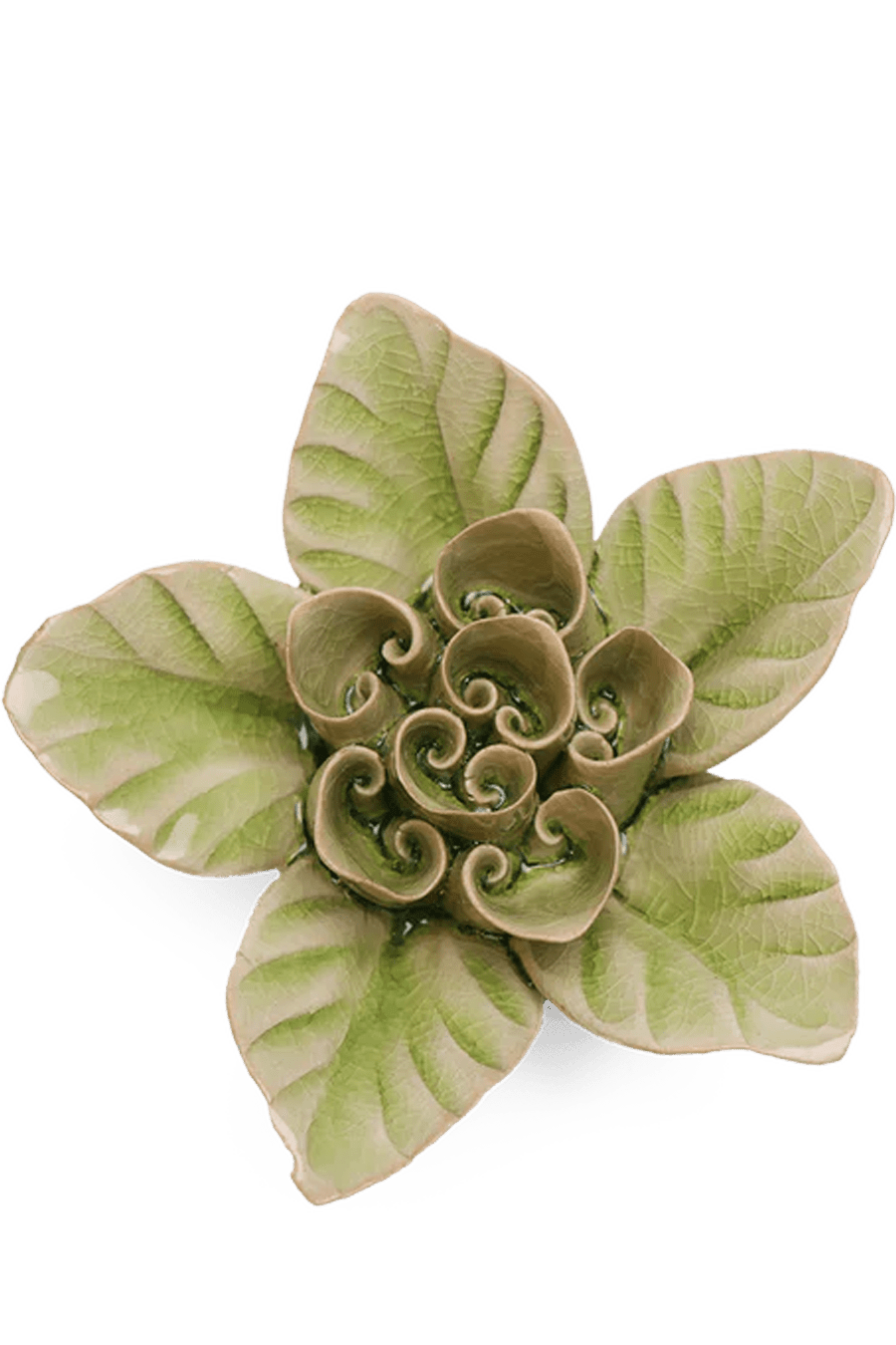 EG18 Peridot Green Maiden Lotus - Chive Ceramics Studio - Ceramic Flowers - Chive Ceramics Studio