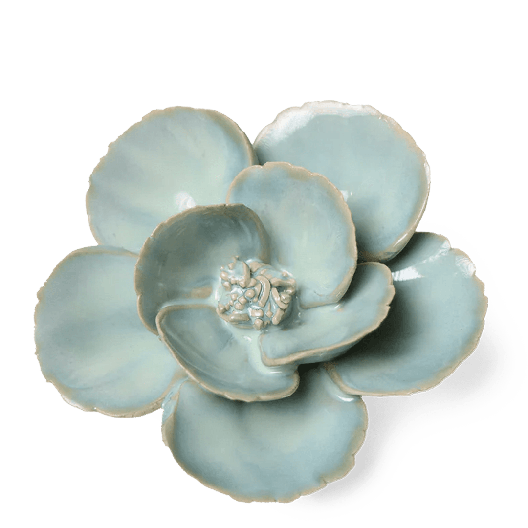 EG19 Milk Teal Poppy - Chive Ceramics Studio - Ceramic Flowers - Chive Ceramics Studio