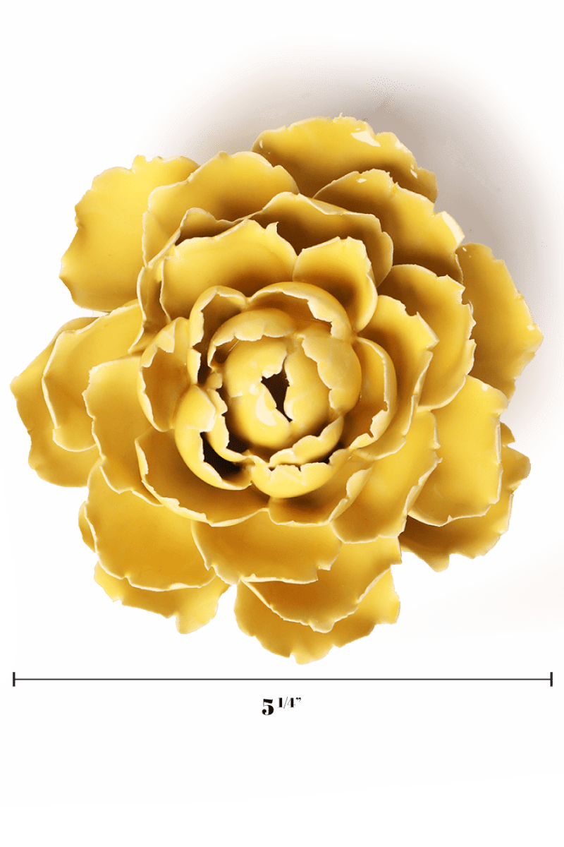 Buttercup Yellow Gay Paree Peony - Chive Ceramics Studio - Ceramic Flowers - Chive Ceramics Studio