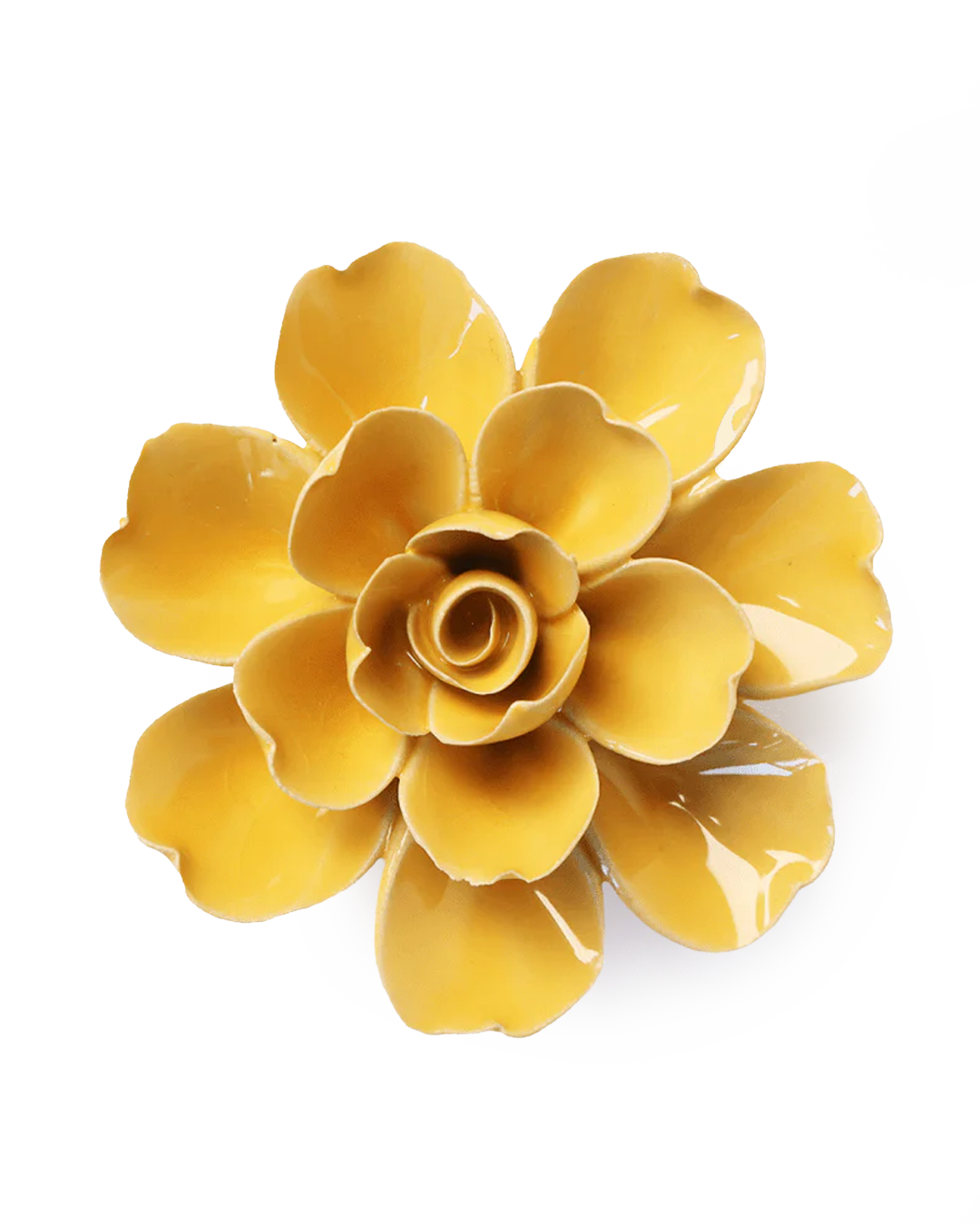 Burnt Yellow Tahitian Gardenia - Chive Ceramics Studio - Ceramic Flowers - Chive Ceramics Studio