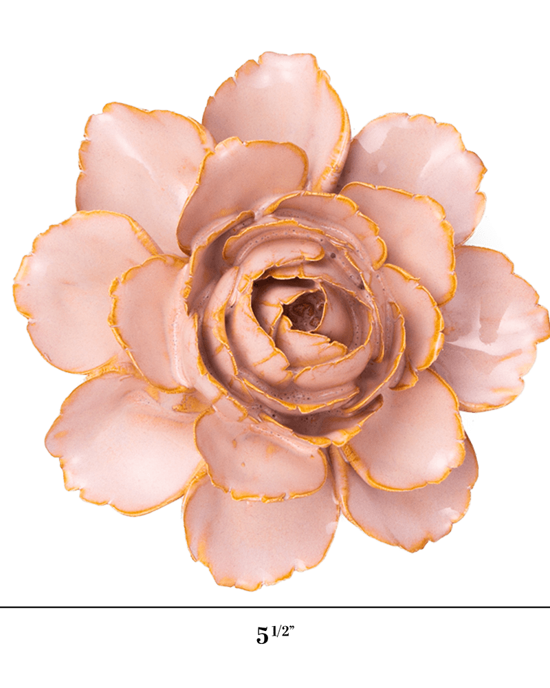 France Ceramic Flower Wall Art Pink Zinnia - Chive Ceramics Studio - Ceramic Flowers - Chive Ceramics Studio