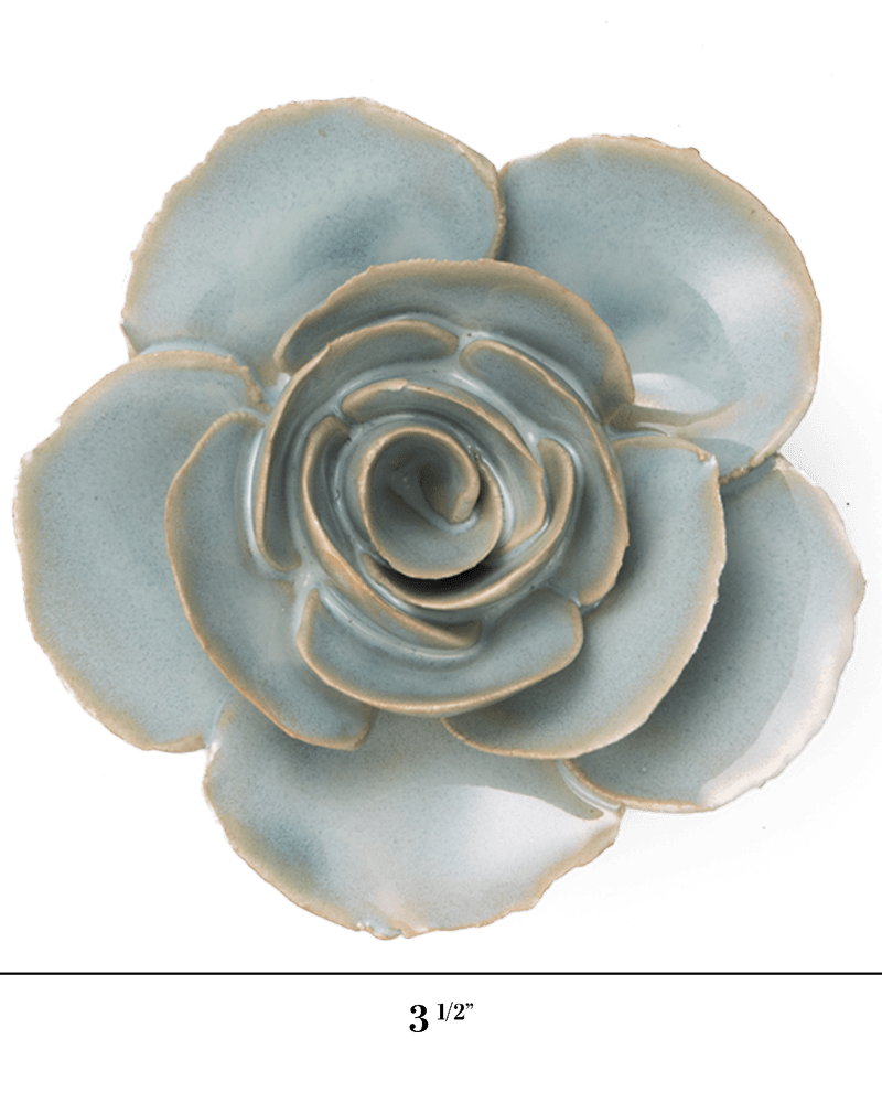 France Ceramic Flower Wall Art Teal Ranunculus - Chive Ceramics Studio - Ceramic Flowers - Chive Ceramics Studio
