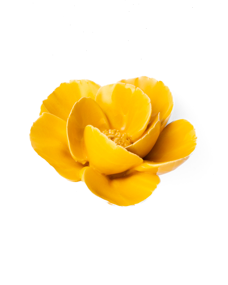 France Ceramic Flower Wall Art Yellow Lotus - Chive Ceramics Studio - Ceramic Flowers - Chive Ceramics Studio