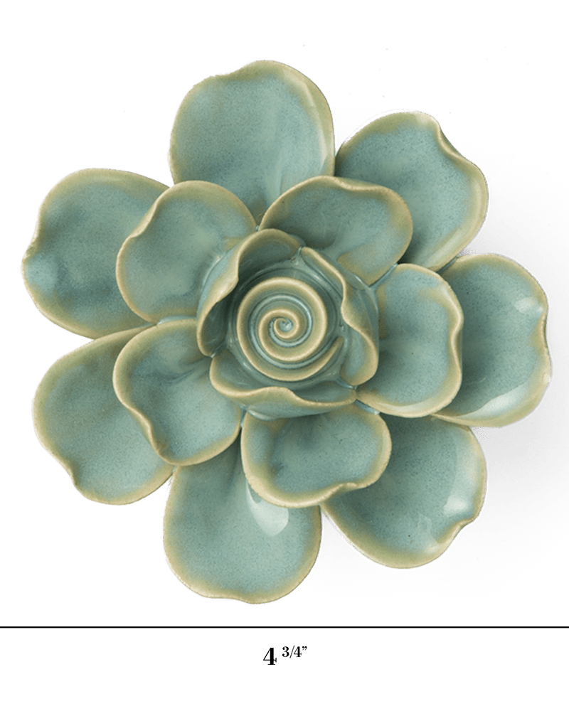France Ceramic Flower Wall Art Teal Gardenia - Chive Ceramics Studio - Ceramic Flowers - Chive Ceramics Studio
