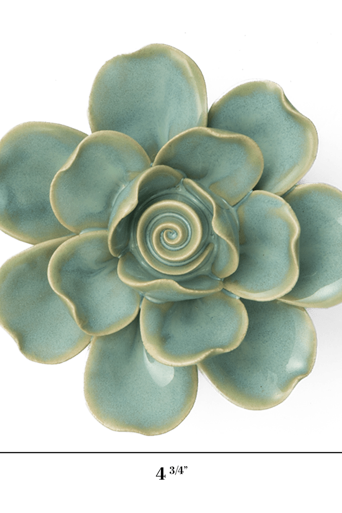 France Ceramic Flower Wall Art Teal Gardenia - Chive Ceramics Studio - Ceramic Flowers - Chive Ceramics Studio
