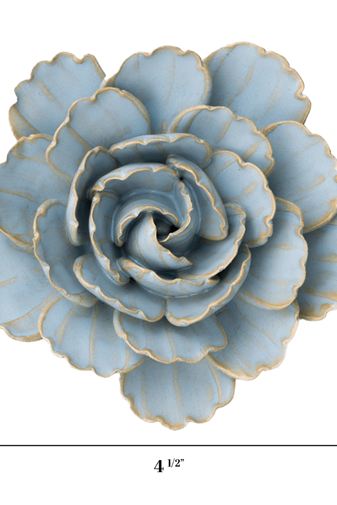 France Ceramic Flower Wall Art Teal Peony - Chive Ceramics Studio - Ceramic Flowers - Chive Ceramics Studio