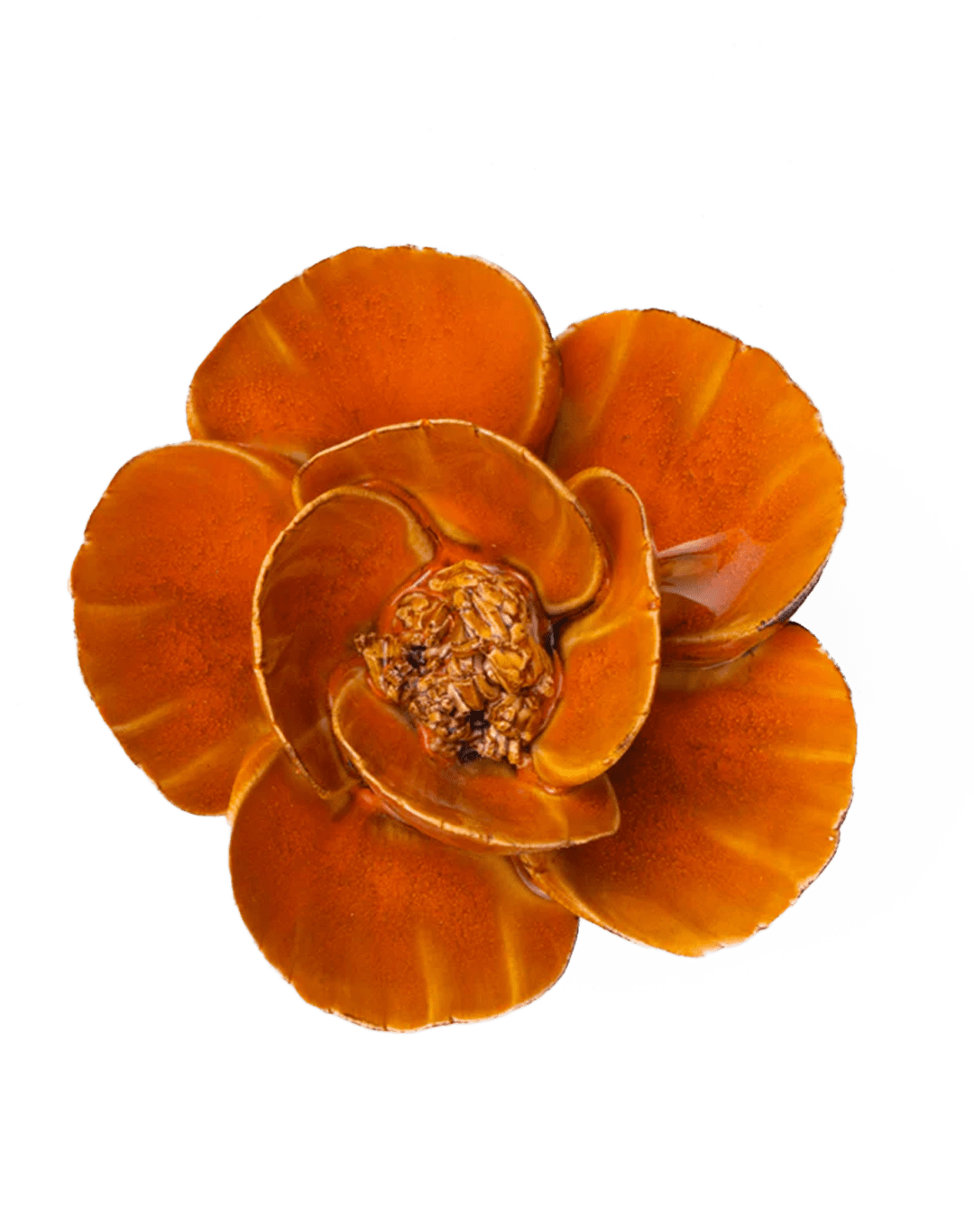 FR08 Burnt Orange Poppy - Chive Ceramics Studio - Ceramic Flowers - Chive Ceramics Studio
