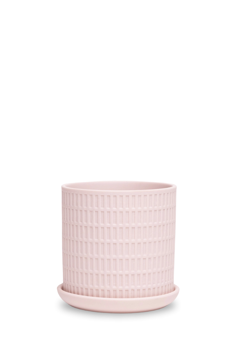 Soft Pink Porcelain Pot with Drainage Hole and Saucer - Virago - handmade by Chive Studio Toronto