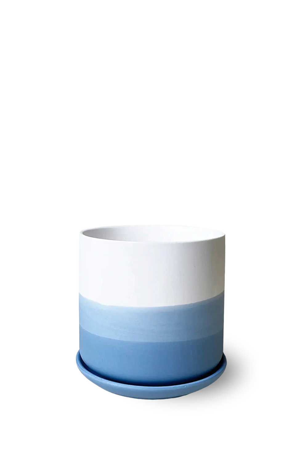 Blue Porcelain Planter with Drainage Hole and Saucer - Devo - handmade by Chive Studio Toronto