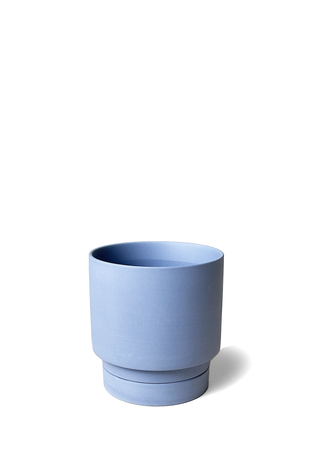 Blue Grey Porcelain Modern Pot and Saucer Set - Casey - handmade by Chive Studio Toronto