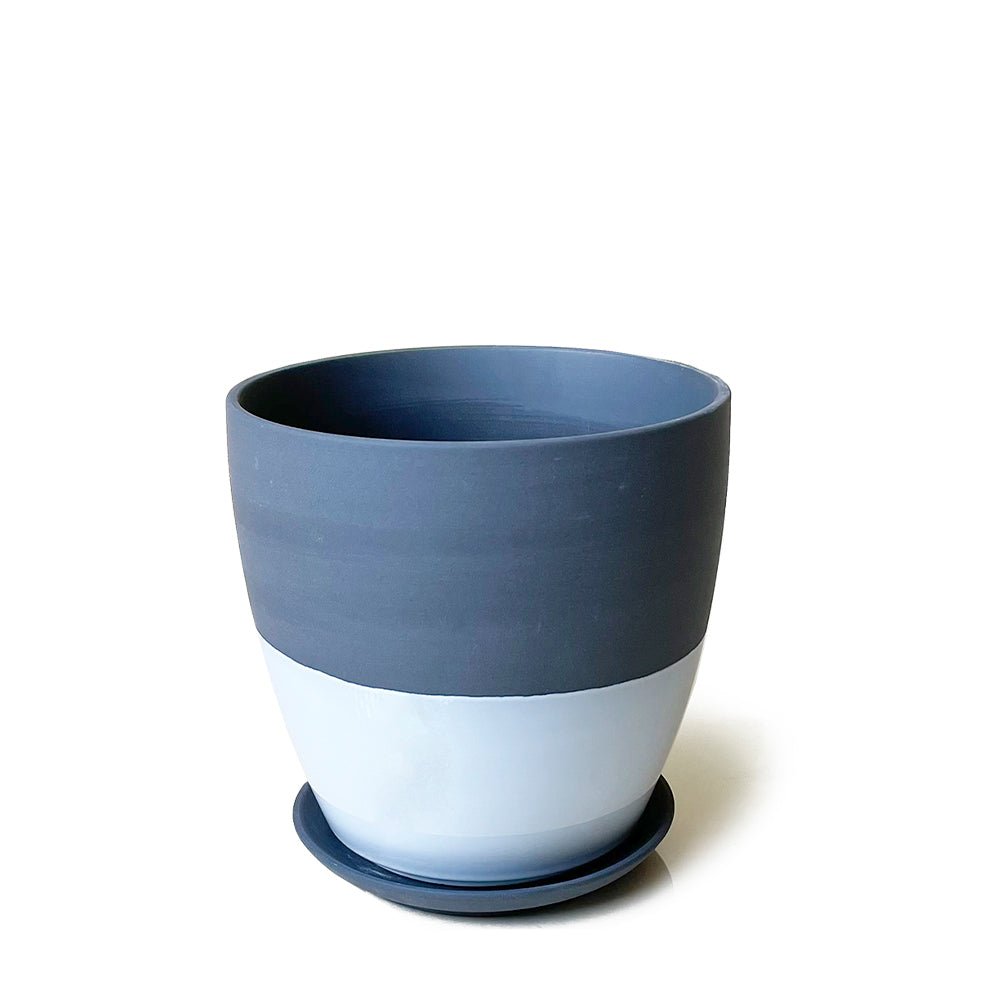 Dyad Porcelain Modern Indoor Plant Pot With Saucer - Chive Plant Studio - Pots - Chive