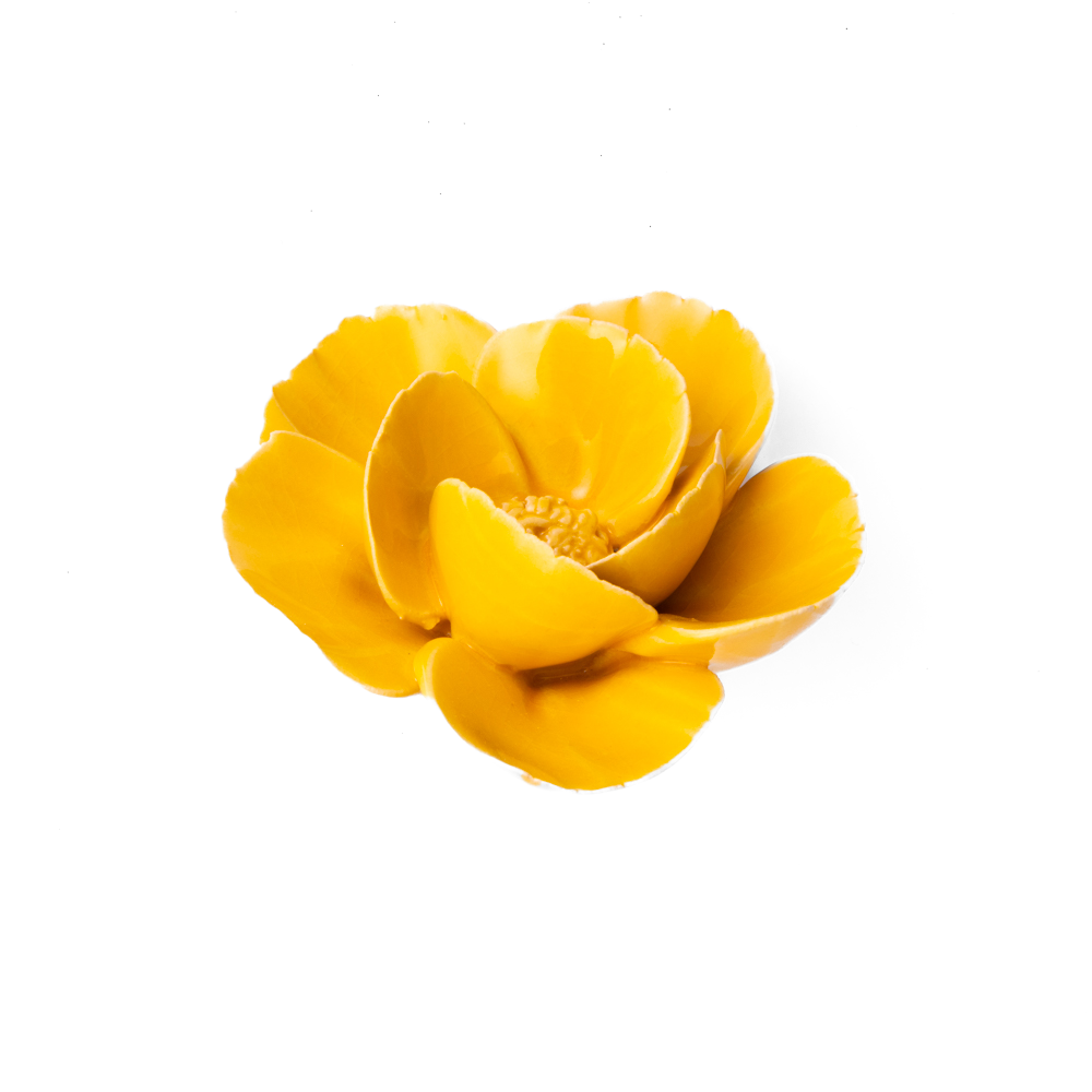 France Ceramic Flower Wall Art Yellow Lotus - Chive Ceramics Studio - Ceramic Flowers - Chive Ceramics Studio