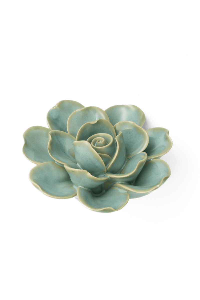 FR10 Milk Teal Tahitian Gardenia - Chive Ceramics Studio - Ceramic Flowers - Chive Ceramics Studio