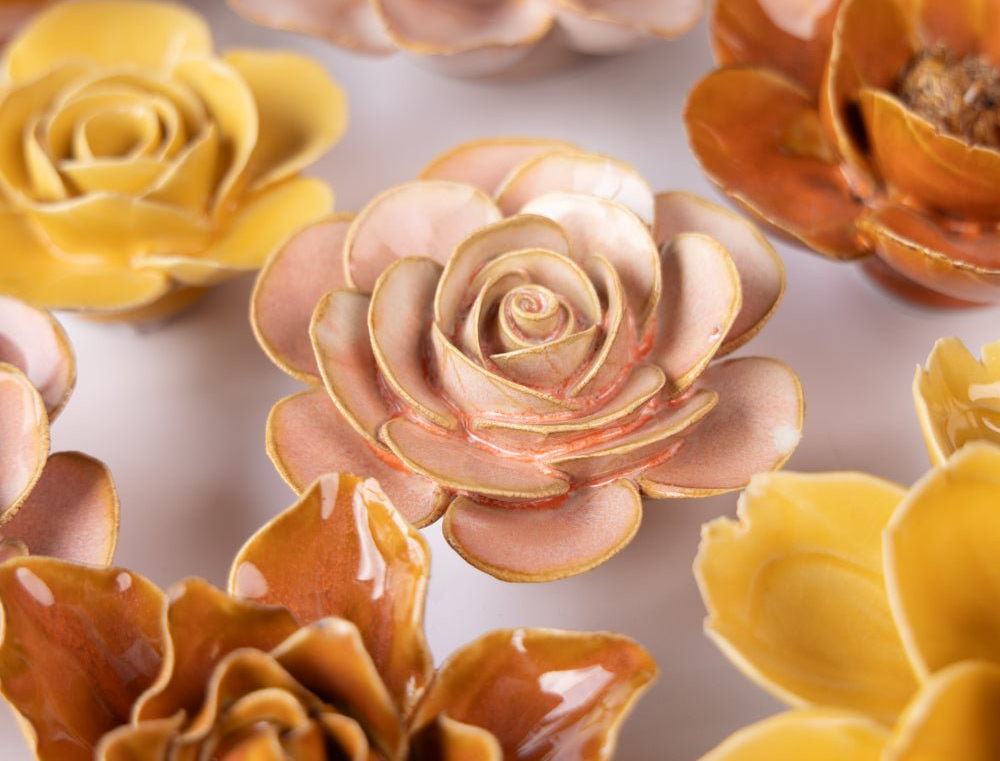 Pink rose ceramic wall flower — France Collection, designed in Toronto by Chive Studio