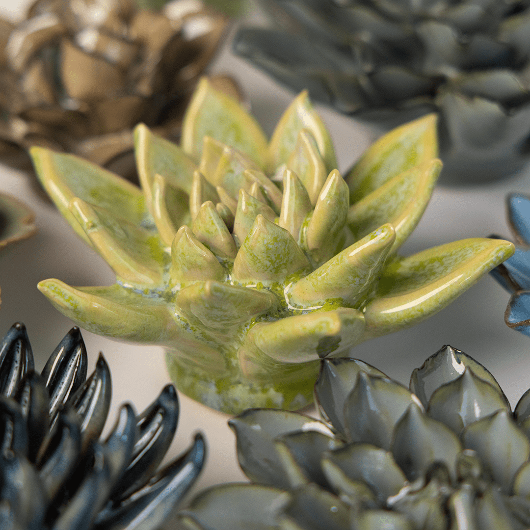 Japan Ceramic Flower Green Succulent - Chive Ceramics Studio - Ceramic Flowers - Chive US