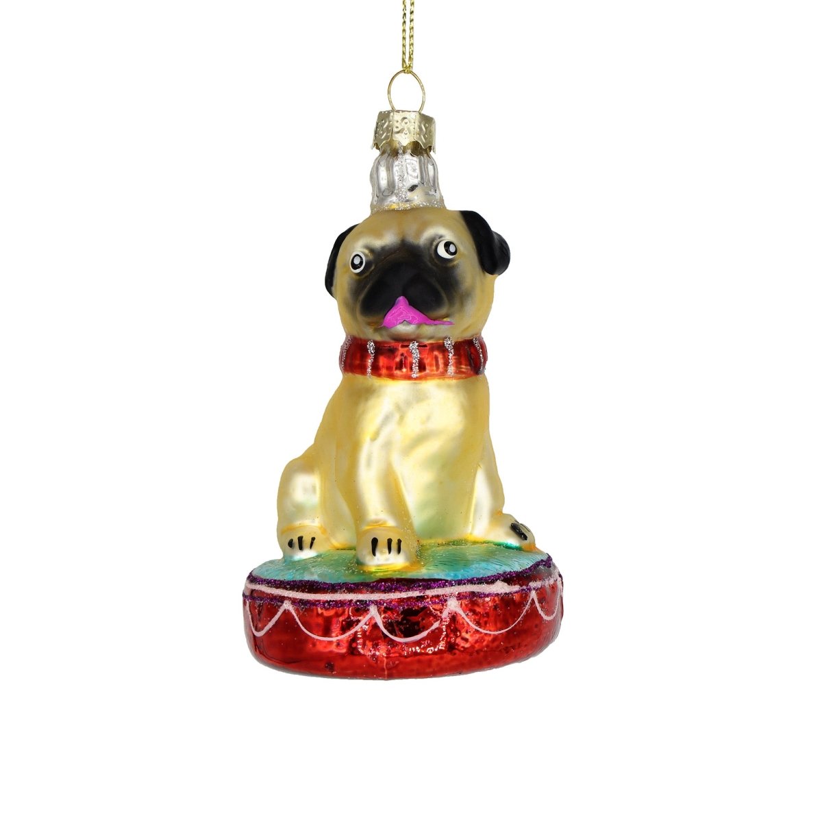 Pug on a Platform Ornament - Chive Plant Studio - Glass Ornaments - Chive Studio 2024