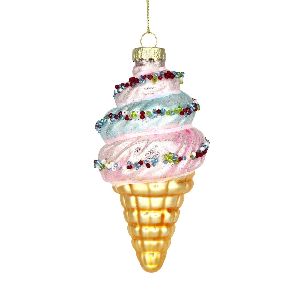 Ice Cream Cone Ornament - Chive Plant Studio - Glass Ornaments - Chive Studio 2024