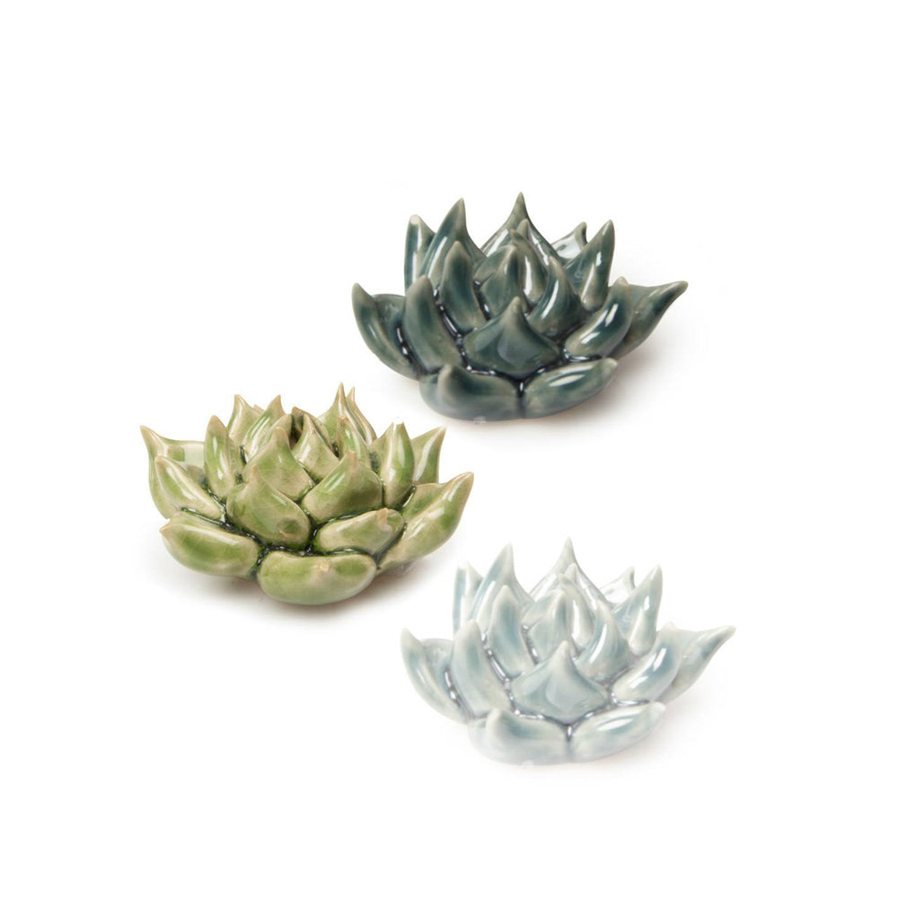 Ceramic Flower Tabletop Art Set of 3 Succulents - Chive Plant Studio - Ceramic Flowers - Chive