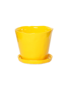 Chive Tika meadowlark yellow ceramic large plant pot with drainage hole and detachable saucer.