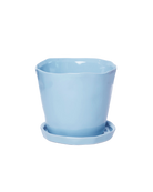 Chive Tika periwinkle ceramic large plant pot with drainage hole and detachable saucer.