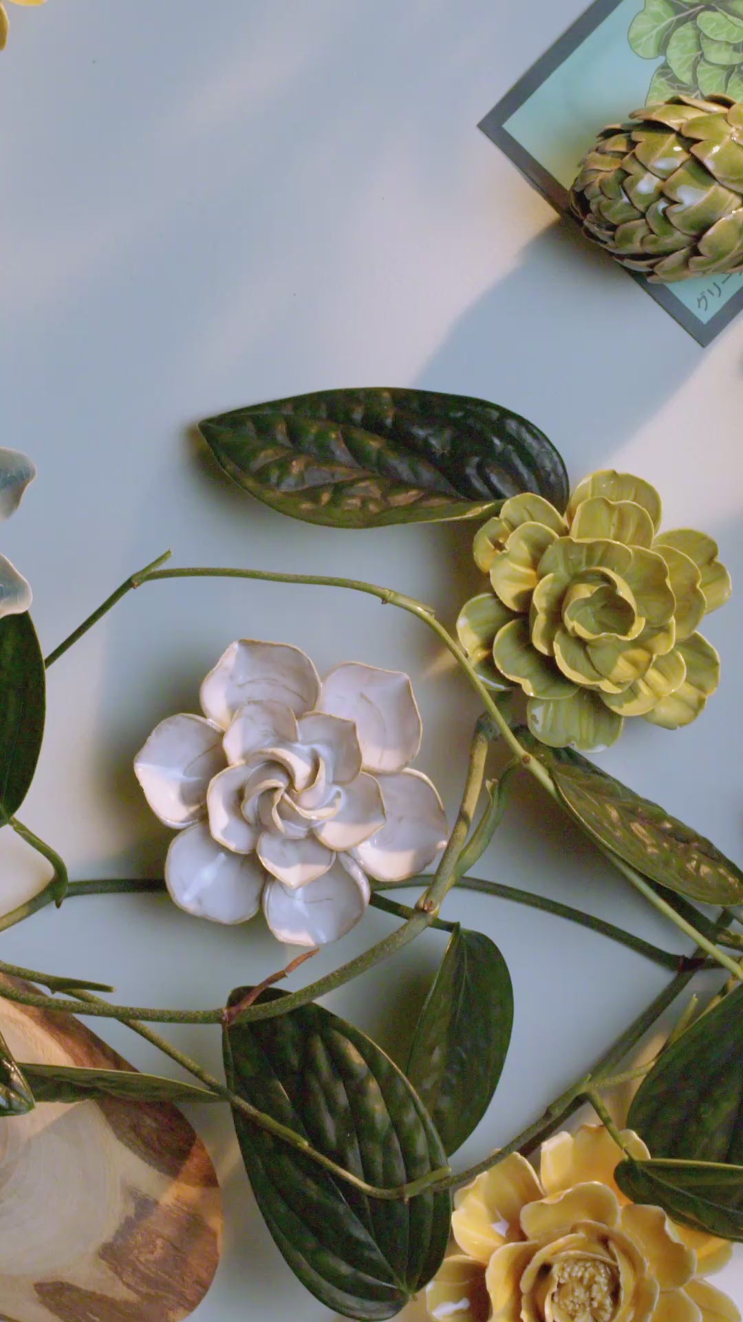 Wall Art Decor White Ceramic Flower - Handcrafted Home Decor