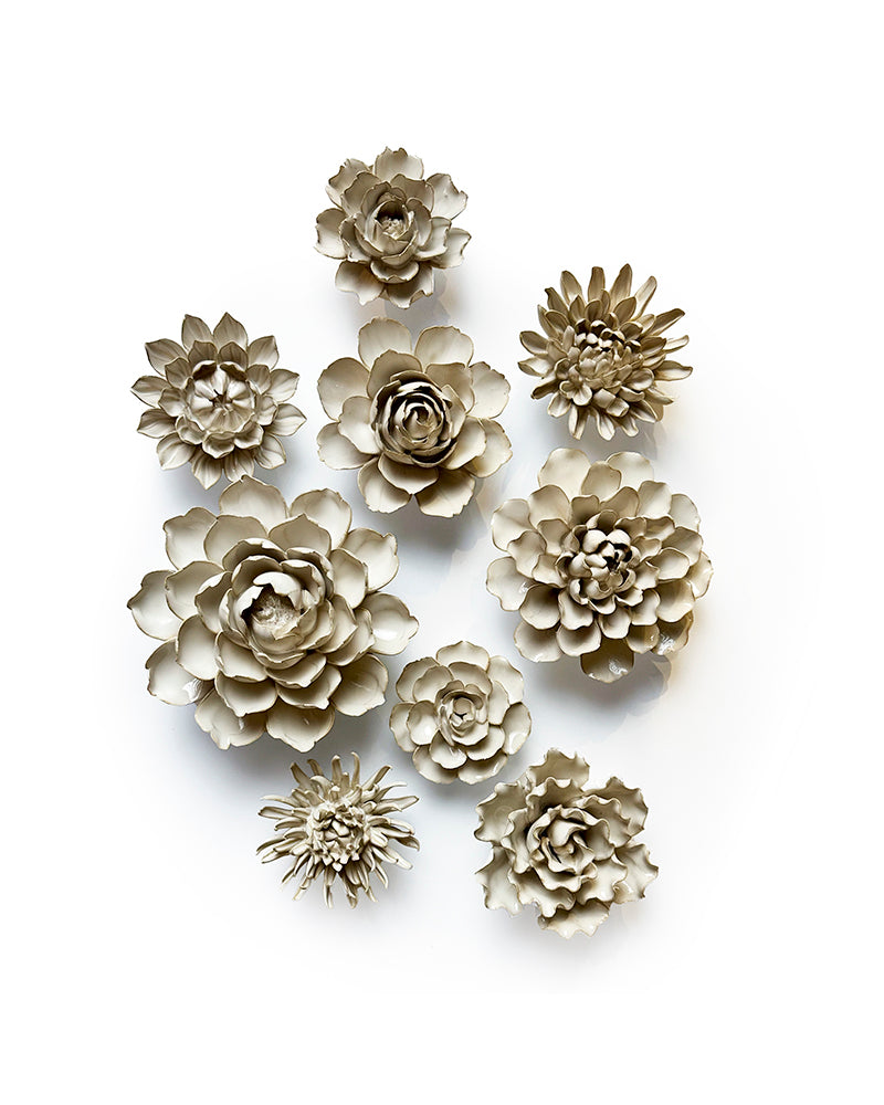 Ceramic Flowers With Keyhole For Hanging On Walls Ivory Collection - Chive Plant Studio - Ceramic Flowers - Chive Studio 2024