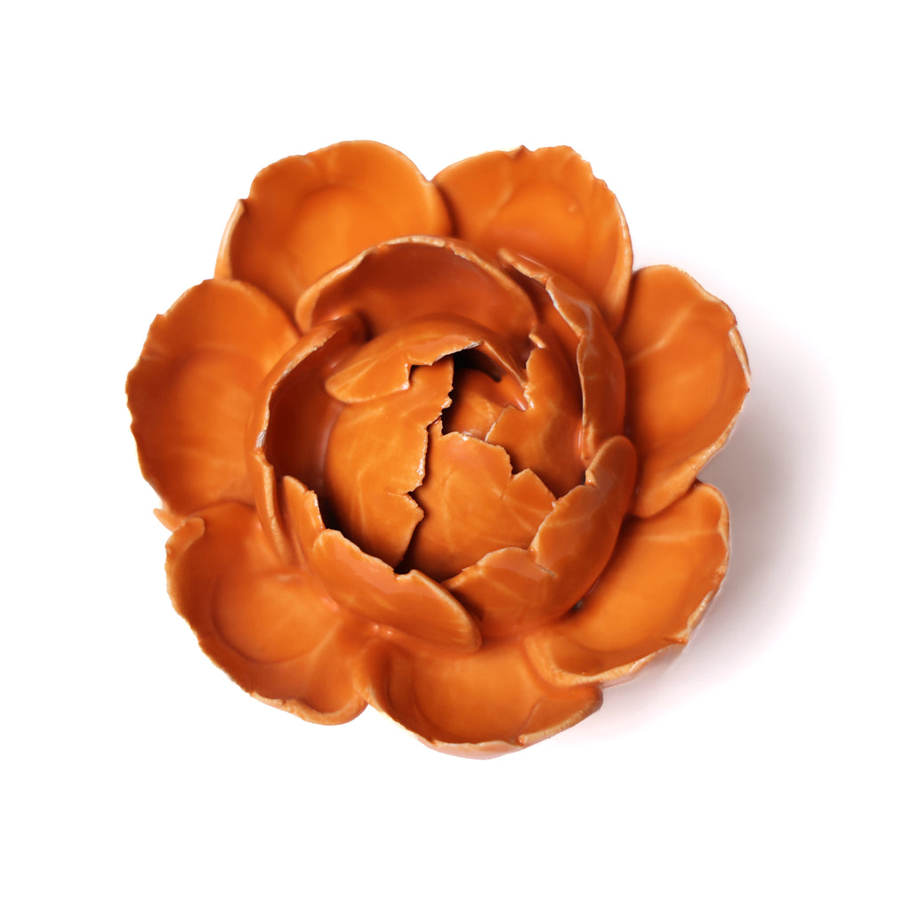Ceramic Flower Wall Art Peony Orange 7